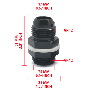 An12 Fuel <b>Pump</b> Connector Aluminum Threaded <b>Adapter</b> For Car Modification 51mm Black Metal Auto Connector - Product Image 1
