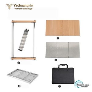 Outdoor Camping Stainless Steel Folding Picnic Combo <b>BBQ</b> <b>Table</b> <b>Table</b> <b>BBQ</b> Stove Wood Stove <b>Table</b> - Product Image 3