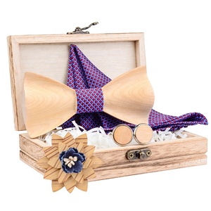 Nouvelle mode 2020, ensemble de nœud <span class=keywords><strong>papillon</strong></span> et mouchoir en <span class=keywords><strong>bois</strong></span> 3D fait à la main, nœud <span class=keywords><strong>papillon</strong></span> pour homme, soie et coton, serviette carrée - Product Image 3