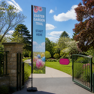 Bandera Rectangular Publicitaria con Estaca para Tierra <span class=keywords><strong>o</strong></span> Base Cruzada para Eventos en Campus, Kit Completo de Suministro de Banderas, Enví<span class=keywords><strong>o</strong></span> Directo de Fábrica - Product Image 1