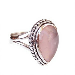 Trendy Quality Classic Pink <b>Rose</b> <b>Quartz</b> 925 Sterling Silver Gemstone Handmade Wedding Party Ring IGI Certified Rhodium Plated - Product Image 2