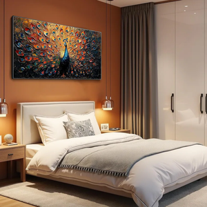 Dipinto a Olio 3D Personalizzato di Pavone Dorato su Tela, Arte Moderna Impressionista Dipinta a Mano, Decorazione di Lusso per Pareti - Product Image 3