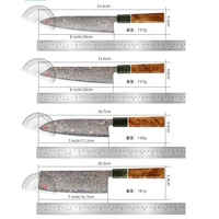 Ensemble de couteaux de chef en acier damas cuivre tricolore Santoku kiritsuke couteaux de cuisine manche en bois stabilisé octogonal