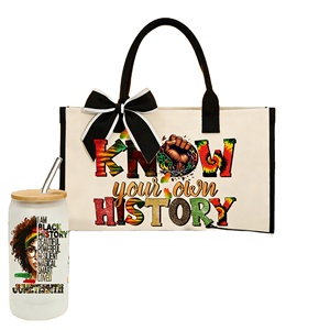 Set de Regalo Juneteenth, Mes de la Historia Negra, Conoce Tu Propia Historia, Bolsa de Lona, Vaso de Vidrio para Recuerdos de Fiesta - Product Image 1
