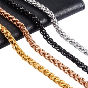 Collier classique en acier inoxydable, chaîne à maillons en forme de blé pour femmes et hommes, collier ras du cou, accessoires de fabrication de bijoux à la mode, DIY - Product Image 1