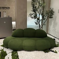 Canapé modulable Cloud en velours chenille nordique, design incurvé Wabi-Sabi floqué pour hôtel, salon de beauté, gîte, villa, sous-sol