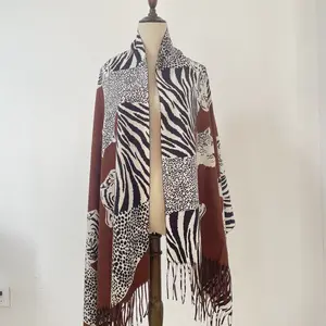 Design Wrap New Warm Shawl Thick Leopard print Cashmere Scarf Women Blanket Female Winter Pashmina