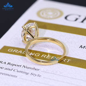 Ювелирные изделия для женщин, 4 зубца, большие размеры, с бриллиантами, 14 карат, желтое золото, кольцо 10 х12 мм, овальное кольцо с муассанитом для свадьбы - Product Image 4