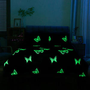 Lueur dans l'obscurité king size queen size 3pcs lin plante fleur motif housse de couette <span class=keywords><strong>drap</strong></span> de lit taie d'oreiller ensemble de literie pour la maison hôtel - Product Image 2