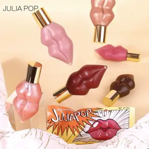 Juliapop唇の形ふっくらとしたリップ釉薬ジンジャーミントグリッターガラスリップグロス光沢のあるセクシーなウォーターライトミラー液体口紅かわいい