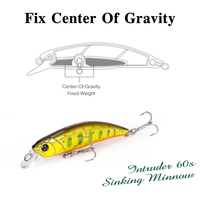 Leurre de pêche TSURINOYA NEW 60S Sinking Minnow INTRUDER 60mm 6.5g pour la pêche au bar et à la truite, leurre artificiel dur, jerkbait à poids fixe