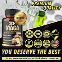 MOQ flexible, Aeglewell OEM, capsules de racine de maca, complément énergétique pour homme, booster naturel, végétalien, 7 en 1, capsules de racine de maca