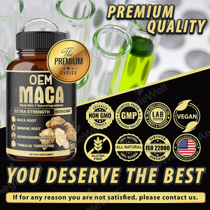 MOQ flexible, Aeglewell OEM, capsules de racine de maca, complément énergétique pour homme, booster naturel, végétalien, 7 en 1, capsules de racine de maca - Product Image 3