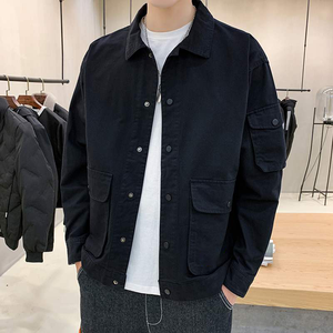 Chaquetas Casuales de Otoño para Hombre, Estilo Urbano, Color Sólido, Cuello con Botones, Chaquetas Personalizadas - Product Image 4