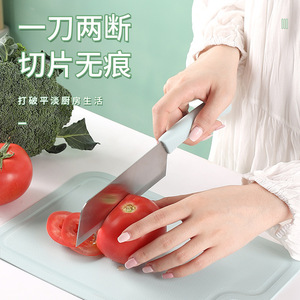 Ensemble de couteaux de cuisine en acier inoxydable 5 pièces avec planche à découper, éplucheur de fruits, ensemble cadeau pour la préparation de repas pour bébés - Product Image 1