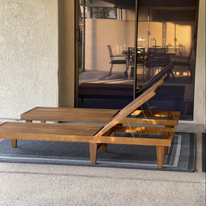 Ensemble <span class=keywords><strong>de</strong></span> chaises longues d'extérieur Combohome en bois d'<span class=keywords><strong>acacia</strong></span>, chaise longue inclinable avec dossier réglable, chaise longue <span class=keywords><strong>de</strong></span> <span class=keywords><strong>jardin</strong></span> moderne pour 2 personnes - Product Image 6
