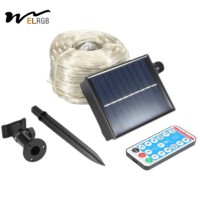 Lampu LED Strip Pintar 100m Tahan Air IP66 Lampu String Tenaga Surya Kontrol Jarak Jauh 3000K Putih Hangat Luar Ruangan PC