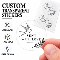 Autocollants transparents gaufrés de qualité supérieure avec logo personnalisé, étiquettes en vinyle transparent pour cadeaux de boutique et emballages de détail