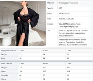 QINSI Set Due Pezzi di Alta Qualità: <span class=keywords><strong>Vestaglia</strong></span> in Raso con Sottoveste <span class=keywords><strong>Sexy</strong></span>, Pigiama Ampio con Pizzo, Accappatoio da Donna - Product Image 6