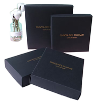 Boîte cadeau de luxe pour chocolats, personnalisable, vide, 6 pièces, avec ruban et logo en feuille d'or