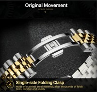 Montre-bracelet mécanique décontractée et tendance pour homme avec cadran diamanté, verre minéral et bracelet en acier inoxydable