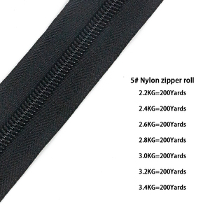 Nhà Sản Xuất Nylon Dây Kéo Nguyên Đen Chết Cuộn Kích Thước 5 Băng Nylon Dây Kéo Dài Chuỗi Nylon Dây Kéo Cho Túi