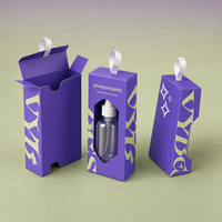 Boîte d'emballage personnalisée pour huile capillaire avec poignée en ruban, fenêtre découpée, boîte imprimée violette pour sérum