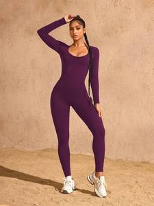 Body de una pieza de manga larga con <span class=keywords><strong>espalda</strong></span> en V, efecto levanta glúteos, ajuste ceñido, <span class=keywords><strong>espalda</strong></span> descubierta y aberturas, para gimnasio y fitness, para mujer - Product Image 2