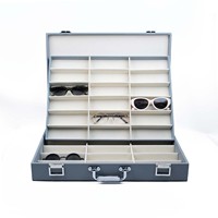 Valise à lunettes à double compartiment de très grande capacité avec plateaux amovibles pour l'organisation de la maison et du bureau.