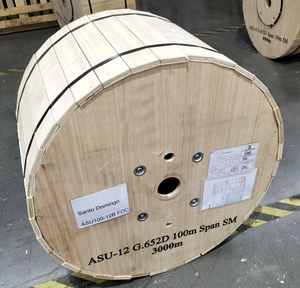 Cáp quang phi kim loại trên không foc ASU sợi <span class=keywords><strong>12</strong></span> chủ đề ASU-<span class=keywords><strong>12</strong></span> g.652d 100m span SM 3000m - Product Image 1