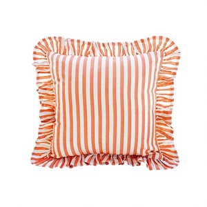 2025 Bohemian Style Cotton Striped Flange Pillow <b>Covers</b> Geometric Vintage Woven Decorative Ruffled Throw Pillow ITHL Boho Style - Product Image 1