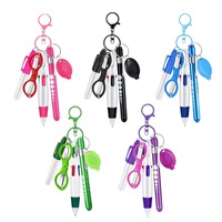 En stock – Kit personnel 6-en-1 pour infirmière : stylo marqueur, stylo LED, jauge pupillaire, ciseaux pliants, porte-clés pendentif