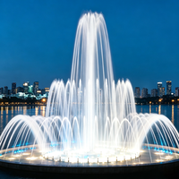 Fontaine musicale circulaire en acier inoxydable avec éclairage LED changeant de couleur, équipement pour place de ville nocturne