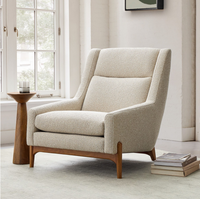 Meubles de salon au design moderne Fauteuil à armature en bois massif Chaise longue en tissu