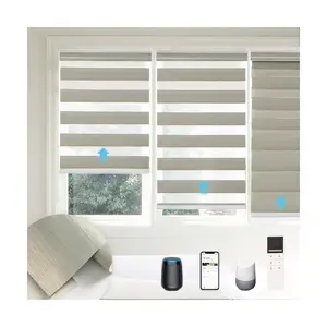 window blind Custom Made Indoor Blackout Smart rechargeable battery motor powered Automatic remote control Day Night Zebra Blind