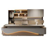 Ensemble de bureau de direction ergonomique modulaire en L de luxe moderne avec panneau en bois de qualité commerciale et tiroir à dossiers