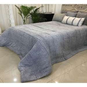 Juego de Ropa de Cama Acolchada Color Azul Marino Claro, Cubrecama Ligero y Suave, Juego de 3 Piezas, Cubrecama Cómodo - Product Image 2