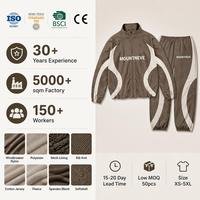 Conjunto de 2 piezas para hombre: Chándal deportivo con cuello alto, cremallera completa, paneles curvos, pantalones jogger con cintura elástica y puños con cordón, personalizado de fábrica.