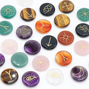 Juego de Piedras de Cristal Curativas con Runas de Bruja Gitana Grabadas Naturalmente, Curación, Miguel, Ranahael <span class=keywords><strong>Gabriel</strong></span>, Uriel 25mm 5mm - Product Image 4