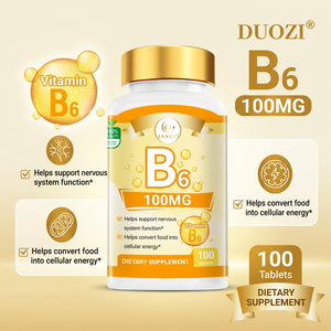 วิตามินบี 6 แบบเม็ด DUOZI OEM แบรนด์ส่วนตัว ขนาด 100 มก. อาหารเสริมวิตามินสำหรับบำรุงร่างกายประจำวัน - Product Image 2