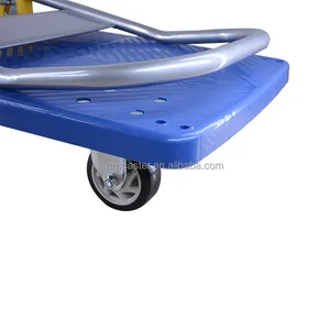 Carrito plegable de plástico con plataforma azul, carrito de mano de alta calidad, 200kg