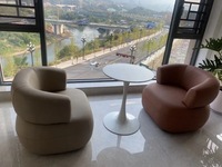 Fauteuil décontracté en tissu crème style nordique, confortable et moderne, en forme de U, avec housse amovible, pour salon