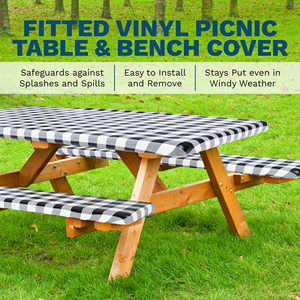 Gấp bảng nhựa không thấm nước Khăn trải bàn Vinyl flannel đàn hồi Dã Ngoại bảng bìa với băng ghế dự bị bao gồm cho hình chữ nhật bảng - Product Image 3