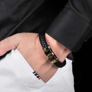 Brazalete de Alta Calidad <span class=keywords><strong>KiKi</strong></span> ODJ999, Cuerda Trenzada, Cuero Genuino, Acero Inoxidable, Clásico para Hombre, Ecológico, Resistente a la Decoloración - Product Image 5