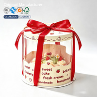 Boîte à gâteau personnalisée 3-en-1 avec bande de fixation, en carton recyclé de qualité alimentaire, fenêtre transparente, impression quadricolore, pour desserts recyclables