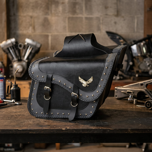 Sacs de selle de moto en cuir véritable, bagages de voyage pour motards - Product Image 3