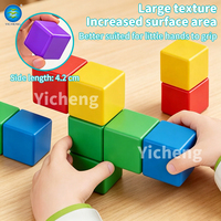 Juego de Bloques de Construcción Magnéticos de 6 Caras de 4.2 cm, 12 Cubos Magnéticos de Arcoíris para Niños, Juguetes Magnéticos Educativos STEM 3D para Niños Pequeños