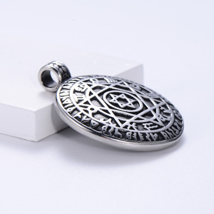 Collana con Ciondolo <span class=keywords><strong>Sigillo</strong></span> <span class=keywords><strong>di</strong></span> <span class=keywords><strong>Salomone</strong></span> Esagramma Punk Antico Amuleto Potente dei Dodici Segni Zodiacali - Product Image 3