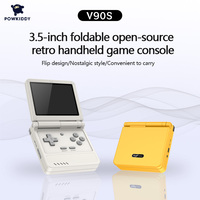 Konsol Game Mini Lipat Layar IPS 3,5 Inci V90S Open-Source Retro, Hadiah untuk Anak-Anak
