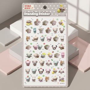 HinaKuu 3D Waterproof PVC Standing Pose Stickers Korean Character Kids Stationery Kawaii Diary Decoration Bulk Distributor - Product Image 1